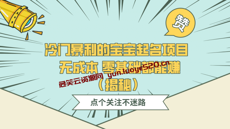 宝宝起名项目： 零成本，零基础都有钱赚的玩法（揭秘）-危笑云资源网