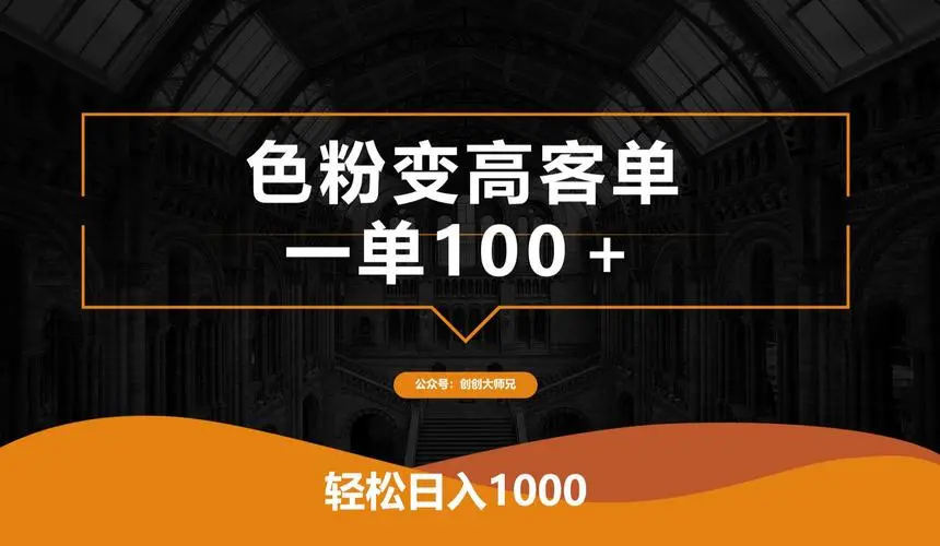 色粉变高客单项目！一单100＋ 轻松日入1000！-危笑云资源网